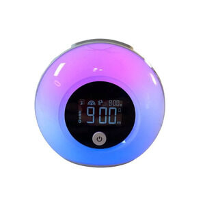Digital Clock Purple/Blue Lighted White 5x6 inches Flaw Small Crack See Pic USB
